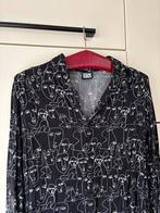 Reclaimed Vintage blouse zwart/wit gezichten - maat S, Reclaimed vintage, Zwart, Ophalen of Verzenden, Zo goed als nieuw