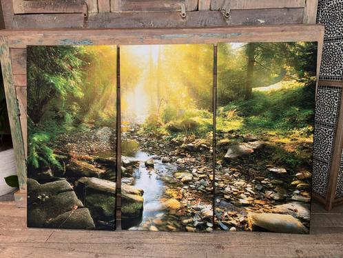 Drieluik Schilderij Bosbeek, Huis en Inrichting, Woonaccessoires | Schilderijen, Tekeningen en Foto's, Zo goed als nieuw, Schilderij