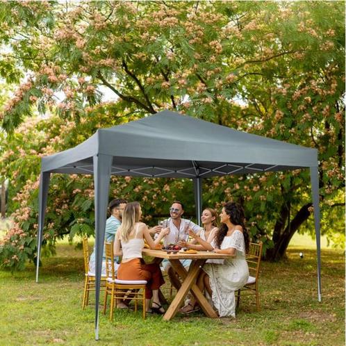 Chique Vouwtent 3x3 m Easy-Up Vouwtent Pop-Up-Tent Antraciet, Tuin en Terras, Partytenten, Nieuw, Partytent, Opvouwbaar, Ophalen of Verzenden