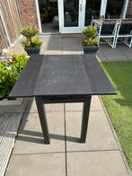 Zwart houten uitklapbare tafel, 50 tot 100 cm, Gebruikt, Rechthoekig, Vier personen
