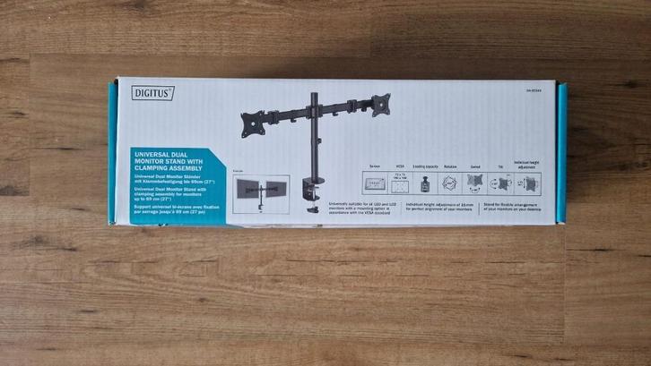 DIGITUS Monitorhouder voor 2 monitoren tot 27 inch (2x), Computers en Software, Monitoren, Zo goed als nieuw, 60 Hz of minder