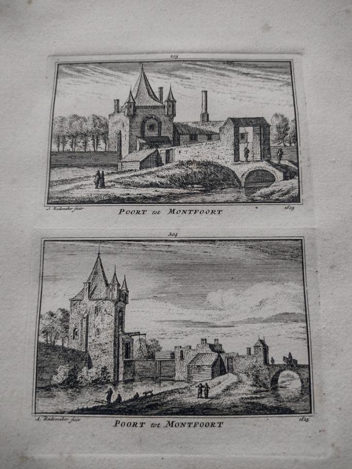 203/204 Montfoort de Poort Kopergravure 18e Eeuw dl 3, Antiek en Kunst, Kunst | Etsen en Gravures, Ophalen of Verzenden