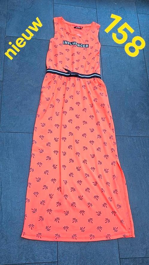 Nieuwe ! mooie lange jurk neon roze maat 158 palmbomen, Kinderen en Baby's, Kinderkleding | Maat 158, Nieuw, Meisje, Jurk of Rok