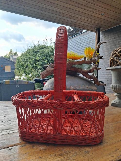 oma's nostalgische / vintage rieten flessenmand, Antiek en Kunst, Curiosa en Brocante, Ophalen of Verzenden
