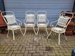 4x Antieke Franse tuinstoelen bistro stoelen smeedijzer, Tuin en Terras, Tuinstoelen, Verzenden, Zo goed als nieuw, Metaal, Stapelbaar
