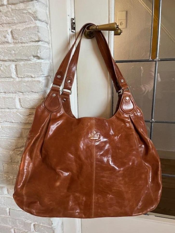 Adax bruin leren shopper tas, Sieraden, Tassen en Uiterlijk, Tassen | Damestassen, Gebruikt, Shopper, Bruin, Ophalen of Verzenden