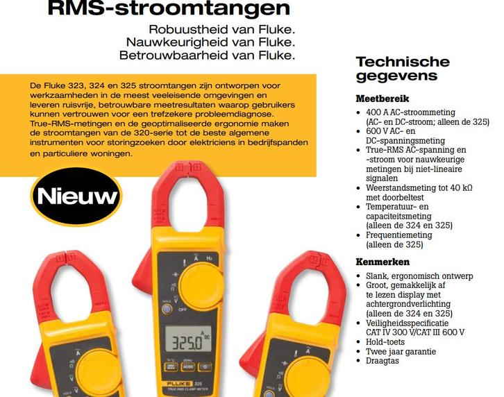 Ampere tang Fluke 324 True-RMS-stroomtang, Doe-het-zelf en Verbouw, Meetapparatuur, Nieuw, Overige meters, Ophalen