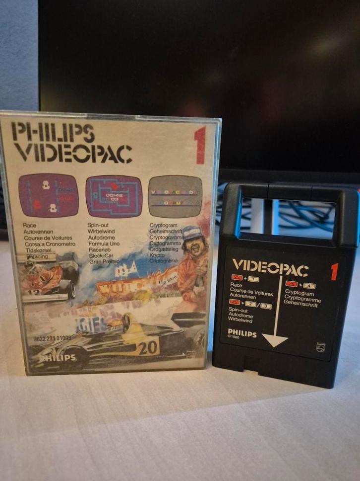 Philips Videopac 1 - Race, Spin-out, Cryptogram, Spelcomputers en Games, Games | Overige, Gebruikt, Racen en Vliegen, 1 speler