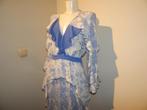 Elisabetta Franchi gipsy ibiza styl jurk voilants wit blauw, Maat 38/40 (M), Zo goed als nieuw, Knielengte, Elisabetta Franchi