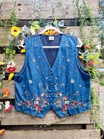 Prachtig vintage geborduurd blauw denim gilet, Kleding | Dames, Ophalen of Verzenden, Zo goed als nieuw, Maat 46/48 (XL) of groter