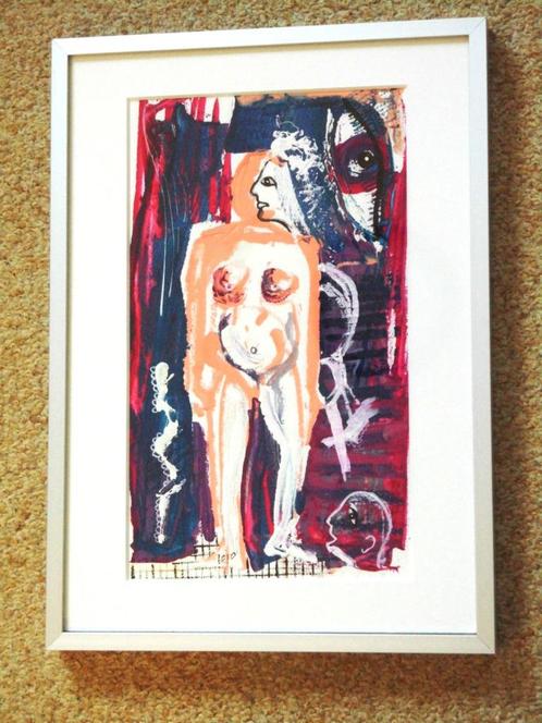 Goed Olieverf op papier  "Striptease"  van Tejo Remy, Antiek en Kunst, Kunst | Schilderijen | Klassiek, Ophalen of Verzenden