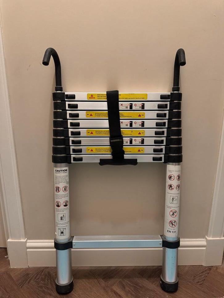 Nieuwe telescopische ladder - 9 treden, Doe-het-zelf en Verbouw, Ladders en Trappen, Nieuw, Ladder, 2 tot 4 meter, Opvouwbaar of Inschuifbaar