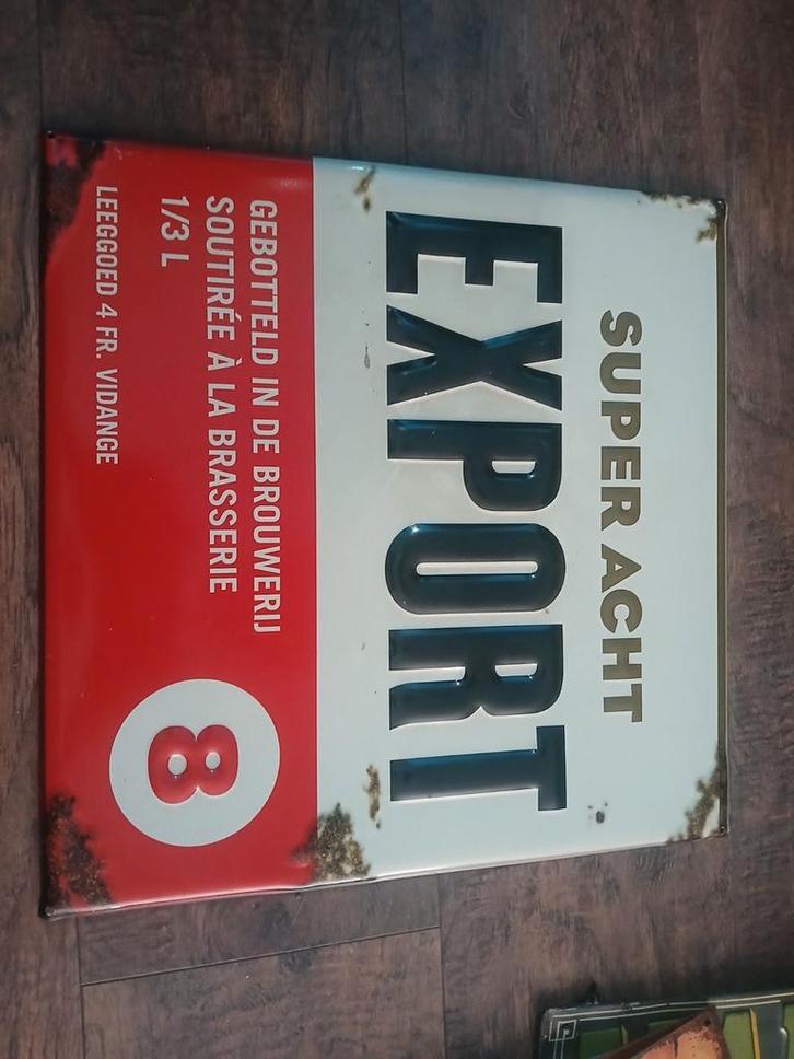 Super Acht Export Bier Emaille Reclamebord - Vintage, Antiek en Kunst, Antiek | Emaille, Ophalen of Verzenden