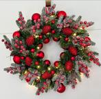 Prachtige rustieke rode kerstkrans. (40cm), Ophalen of Verzenden, Nieuw