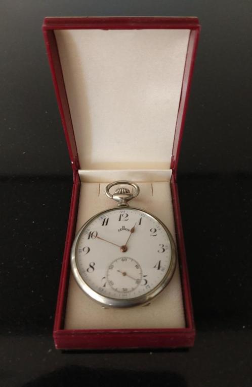 Tellus zakhorloge inclusief cassette werkend, Sieraden, Tassen en Uiterlijk, Horloges | Antiek, Zakhorloge, Overige merken, Ophalen of Verzenden