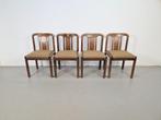 Seet 4 vintage brutalist eetkamerstoel ´70 mid century stoel, Hout, N, Ophalen of Verzenden, Zo goed als nieuw