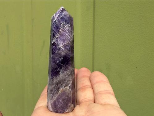 Amethist obelisk punt mineralen, Verzamelen, Mineralen en Fossielen, Mineraal, Ophalen of Verzenden