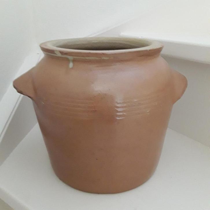 Franse brocante grespot met oren -  22 cm hoog, Antiek en Kunst, Antiek | Keramiek en Aardewerk, Ophalen of Verzenden