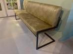 Eetkamer bank staal en leer, Huis en Inrichting, Banken | Bankstellen, Ophalen, Minder dan 75 cm, Leer, Zo goed als nieuw