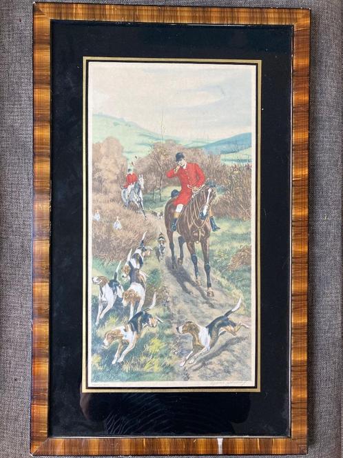 Jachtscène lithografie door A.C. Havell (1855-1928), Antiek en Kunst, Kunst | Schilderijen | Klassiek, Ophalen of Verzenden