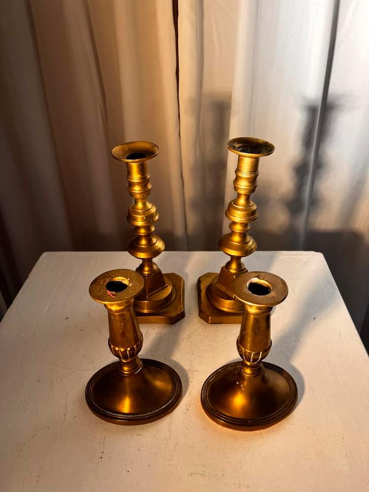 Koperen Engelse Kaarsenkandelaar Set, Antiek en Kunst, Antiek | Kandelaars, Koper of Brons, Ophalen of Verzenden