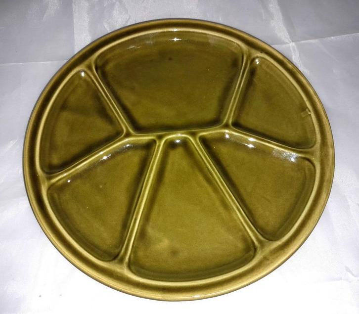 Gien France fonduebord groen, Huis en Inrichting, Keuken | Servies, Zo goed als nieuw, Bord(en), Overige stijlen, Ophalen of Verzenden