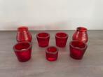 Set van rode waxinelichthouders voor sfeer mancave / kroeg, Ophalen, Overige materialen, Gebruikt, Rood