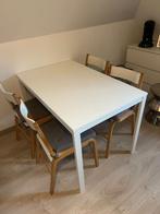 uitschuifbare ikea tafel met stoelen, Huis en Inrichting, Tafels | Eettafels, Ophalen, Gebruikt, 100 tot 150 cm, 50 tot 100 cm