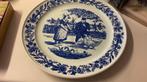 Delfts blauw wandbord met boer en boerin, Ophalen of Verzenden