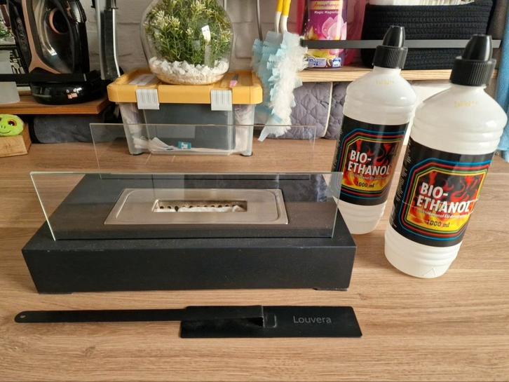 ZGAN Louvera Bio Ethanol Sfeerhaard incl 2 flessen ethanol, Huis en Inrichting, Haarden, Zo goed als nieuw, Overige soorten, Ophalen