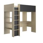 Naël hoogslaper - 90x200 - Eikenkleur/zwart