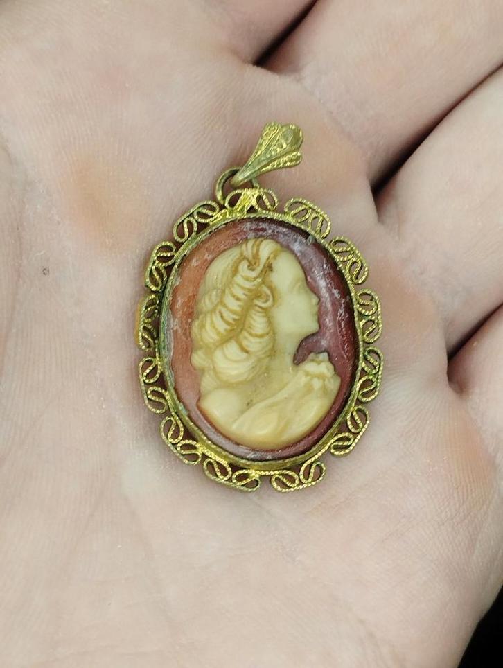 Een prachtige oude Cameo hanger, Sieraden, Tassen en Uiterlijk, Kettingen, Zo goed als nieuw, Overige materialen, Zilver, Ophalen of Verzenden