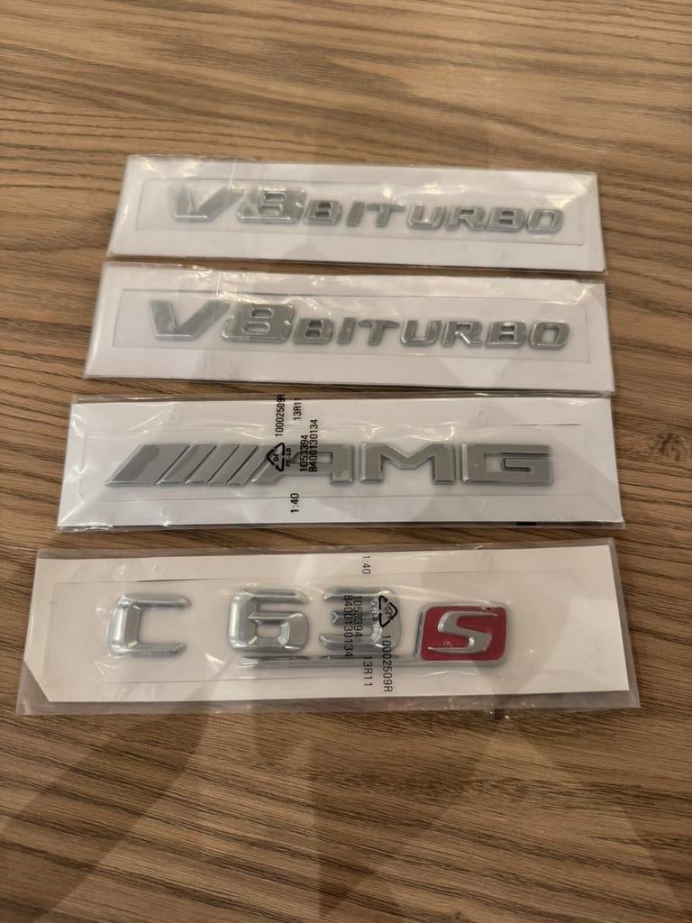 Mercedes W205 C63s amg logo setje chrome, Ophalen of Verzenden, Zo goed als nieuw, Clearstamp
