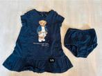 Ralph Lauren (RL) blauwe jurk Polo Bear-beer (ZGAN) 9m / 75, Ophalen of Verzenden, Zo goed als nieuw, Overige maten
