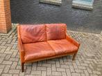 vintage leren tweezits bankje design, Huis en Inrichting, Ophalen, Gebruikt, 150 tot 200 cm, Tweepersoons