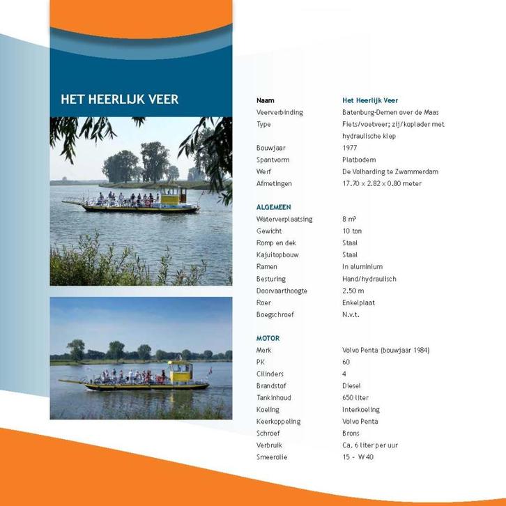 Te koop: Voetveer Het Heerlijk Veer, Watersport en Boten, Beroepsscheepvaart, Gebruikt, Overige typen, Minder dan 100 pk, 10 tot 25 meter