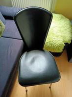 6 zwarte leren stoelen met chrome onderstel, Vijf, Zes of meer stoelen, Gebruikt, Metaal, Zwart