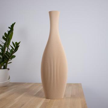 Vaas Gestreept 60cm Beige, Gerecycled Kunststof beschikbaar voor biedingen
