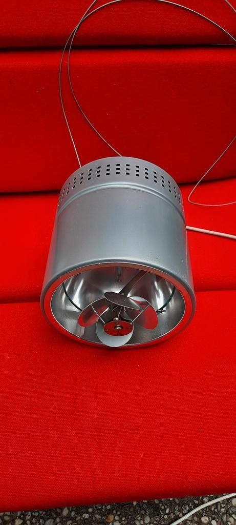 Metalen industriële hanglamp zilverkleurig gespoten metaal, Huis en Inrichting, Lampen | Hanglampen, Gebruikt, Minder dan 50 cm