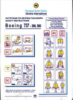 Safetycard Ukraine International Boeing 737-300, 500, Verzamelen, Ophalen of Verzenden, Gebruikt, Kaart, Foto of Prent