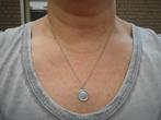 Zilveren ketting met munt hangertje in kransje nr.1499