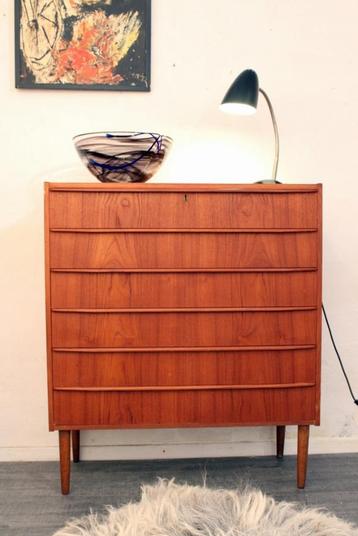 XXL vintage Deense jaren 60 ladekast mid century design beschikbaar voor biedingen