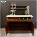 Oud klapbuffet Kast Commode Marmeren blad Mahonie, Huis en Inrichting, Kasten | Buffetkasten, Ophalen, Gebruikt, Overige materialen