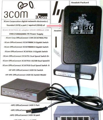 3Com 3C16742A HPE HP OfficeConnect Adapter 12V 1A 1000mA 12W
