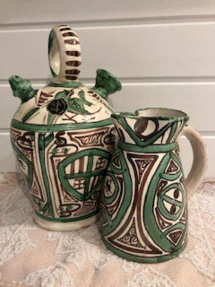 Keramiek Punter Spanje - Karaf en kan - vintage, Antiek en Kunst, Antiek | Woonaccessoires, Verzenden