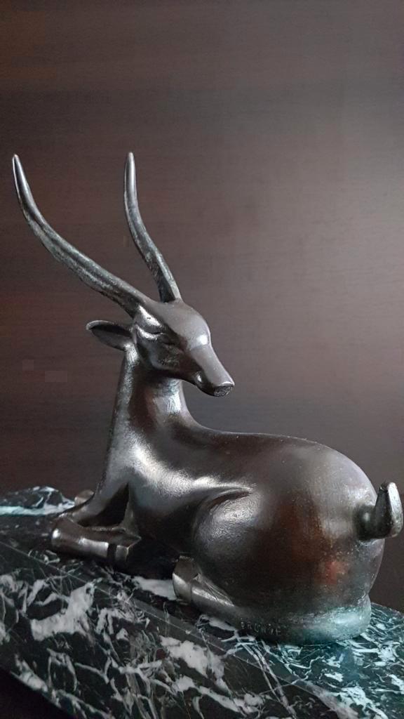 Art Deco Bronzen beeld Gazelle Pierre le Faguays, Antiek en Kunst, Antiek | Koper en Brons, Brons, Ophalen of Verzenden