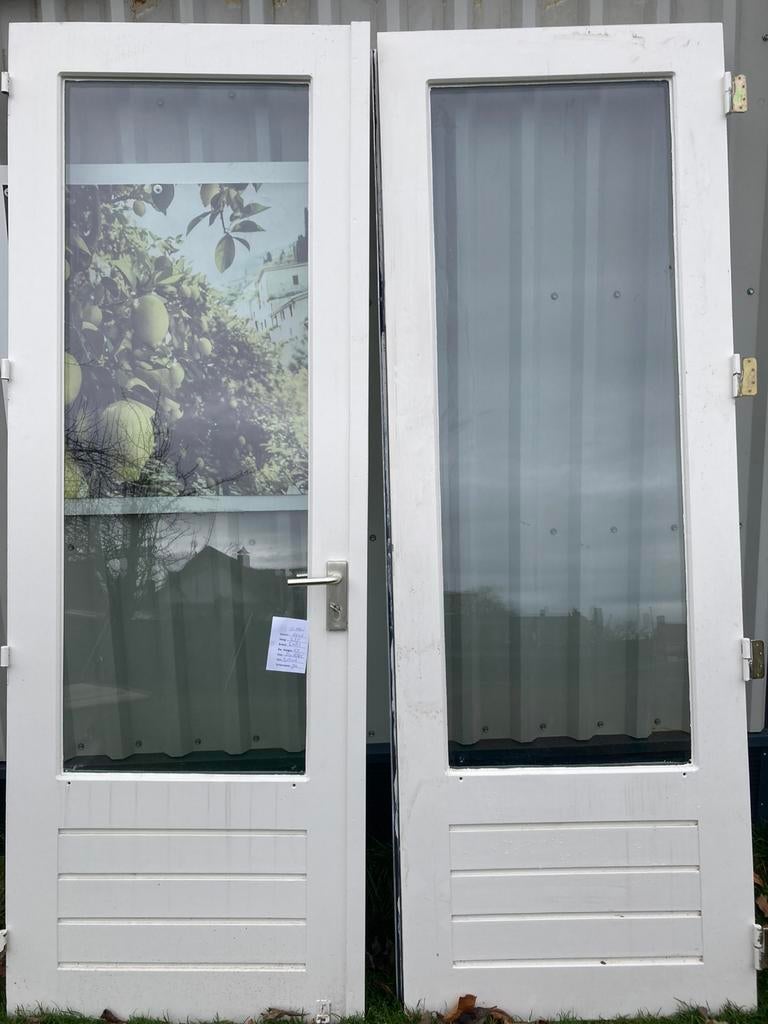 Te koop dubbele deuren, Doe-het-zelf en Verbouw, Ophalen, Deurkozijn, Zo goed als nieuw, 150 tot 225 cm