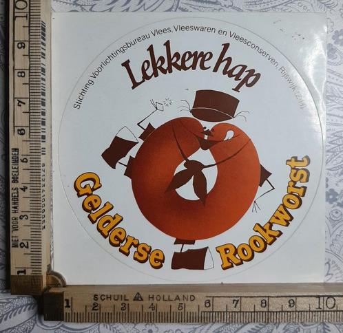 Vintage sticker Gelderse Rookworst lekkere hap., Verzamelen, Stickers, Zo goed als nieuw, Overige typen, Ophalen of Verzenden
