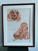 Cocker Spaniel Hond Origineel Litho Diana Thorne Lijst 1944, Antiek en Kunst, Ophalen of Verzenden