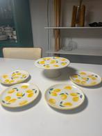 Citroen Gebakset: Taartplateau & 4 Borden, Huis en Inrichting, Keuken | Servies, Ophalen, Zo goed als nieuw, Bord(en), Overige stijlen